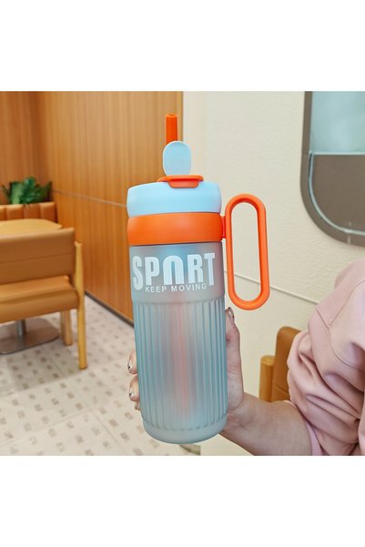 Generic Plastic Straw Handle Cup Large Capacity Frosted Travel Tumbler