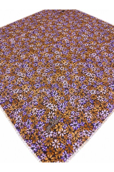 SHAWL SECRET Τουλμπέντ με καφέ και μοβ φλοράλ μοτίβο