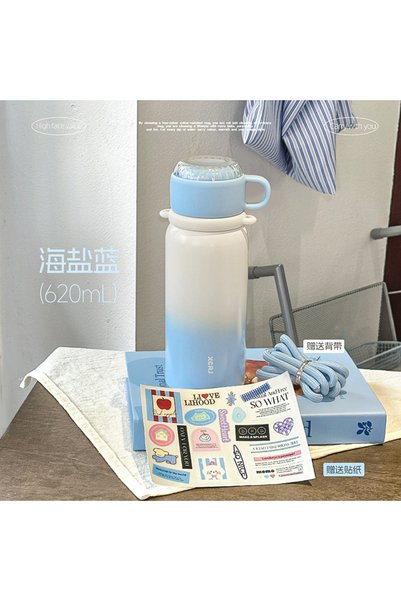 Generic Stainless Steel Insulated Dual Lid Cup Rope Student Kids Vacuum