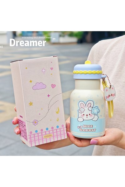 Generic Milk Cup Stainless Steel Insulated Straw Student Kids Handle