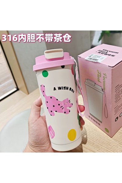 Generic كوب قهوة معزول حراريًا من الفولاذ المقاوم للصدأ بتصميم الدب مع شفاطة ...