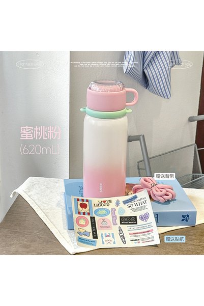 Generic كوب معزول من الفولاذ المقاوم للصدأ بغطاء مزدوج وحبل، مناسب للطلاب وال...