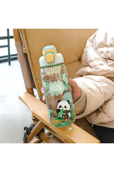 Generic Plastic Kids Straw Water Cup Flip Lid Student Direct Sip Bottle