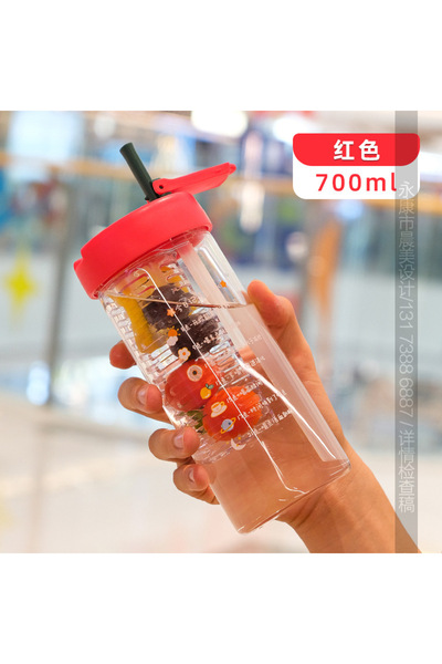 Generic كوب شاي فواكه زجاجي قابل للطي مع مصاصة وفلتر قابل للإزالة، كبير وسهل ...