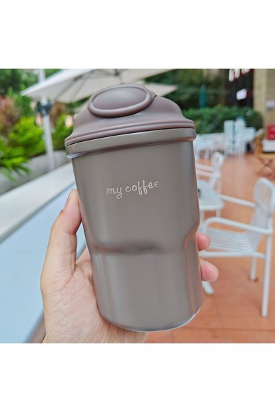 Generic كوب قهوة معزول حراريًا من الفولاذ المقاوم للصدأ، كوب مزدوج الاستخدام،...