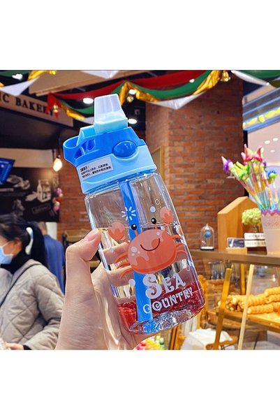 Generic Kids Plastic Straw Cup Spout Leakproof School Water Bottle
