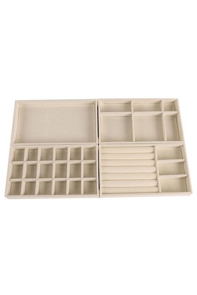 U-HOOME U HOOME Set of 4 Velvet Stackable Jewelry Organizer Trays for Drawers...