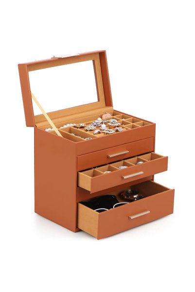 URbazaar Jewellery Box, 5 Tiers Large Jewellery Organiser Box Lockable with G...