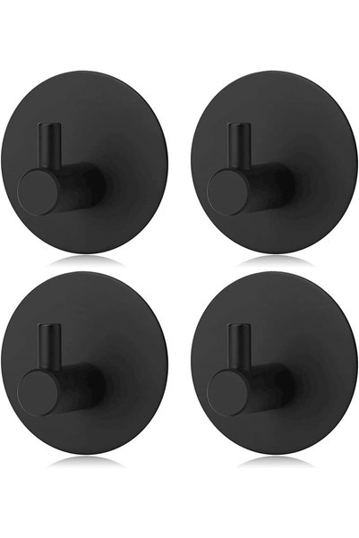 Generic 4 Pcs Black Self Adhesive Hooks, Self Adhesive Wall Mounted Hanger, N...