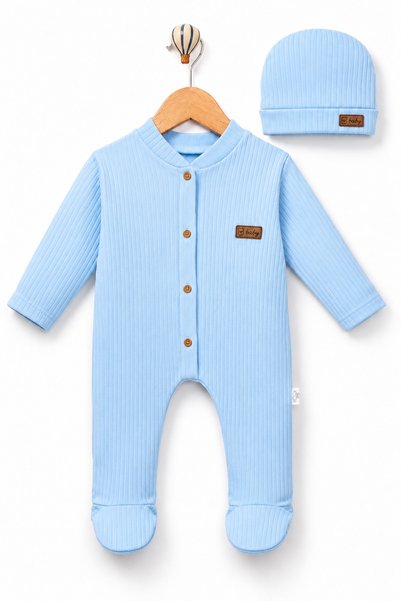 chic try unique 100% Cotton Corded Fabric Newborn Baby Romper and Hat 2-Piece...