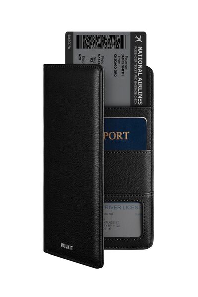 VULKIT محفظة جواز سفر فاخرة من جلد النابا مع خاصية حجب RFID للرجال والنساء