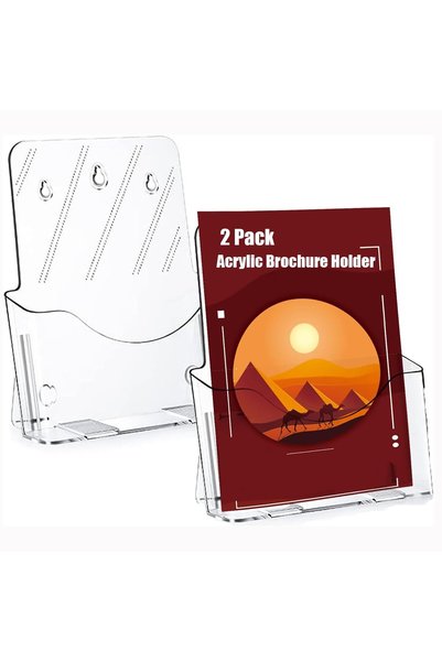 Generic Acrylic Brochure Holder A4, 2 Pack Brochure Display Stands, Acrylic S...