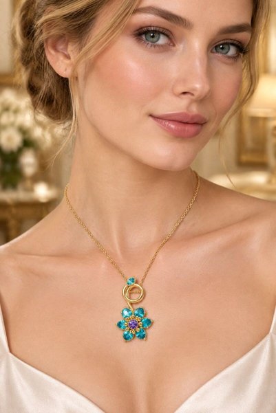 Monalisa Home Custom-Designed Steel Necklace with Colorful Figures