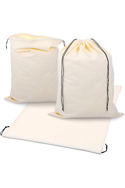 Generic 3 Pack Cotton Drawstring Storage Bags, Large 18.7 x 23.6 Inch Muslin ...
