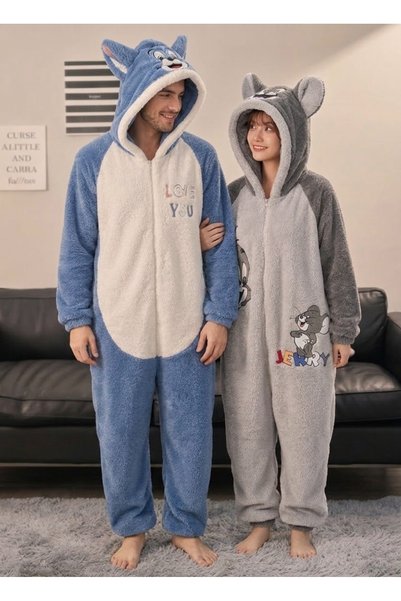 NİSANURTEKSTİL Tom ve Jerry Figürlü Peluş Tulum