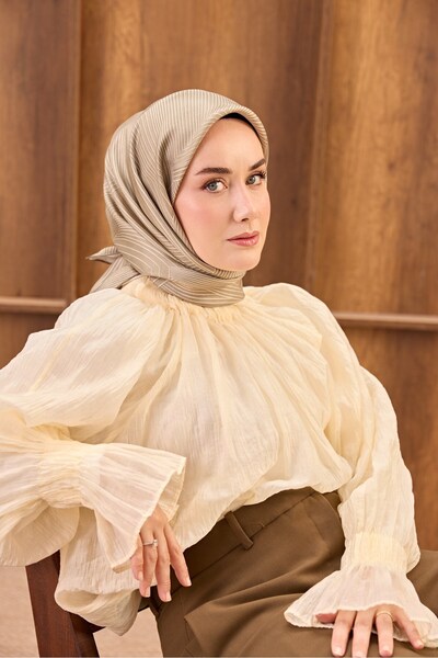 Silk Home Tulle Silk Scarf: Fluid Lines Stone