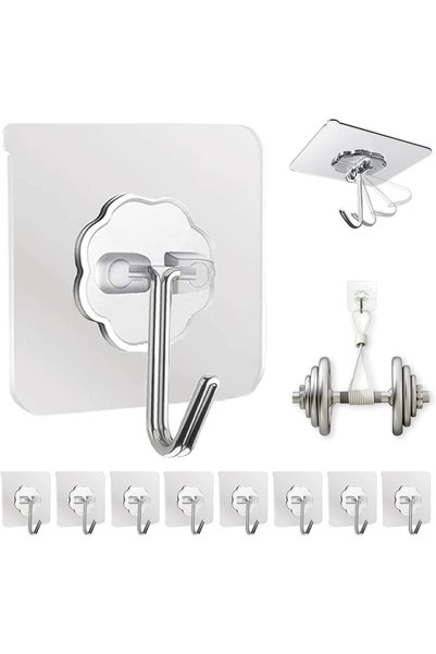 Generic Adhesive Wall Hooks for Hanging Heavy Duty 50 lbs Large Hooks for Wal...