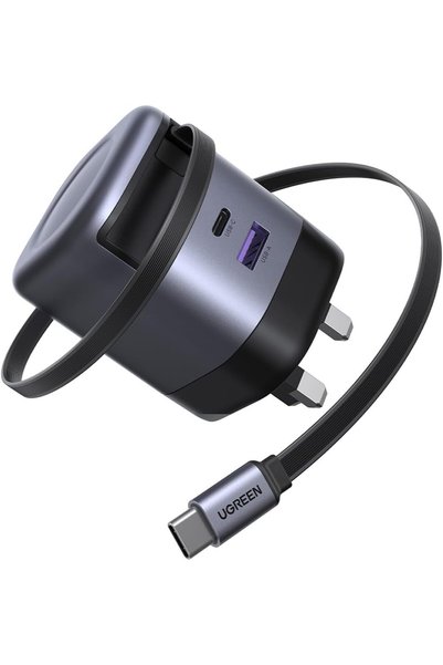 Generic 45W Type C Fast Charger with Retractable USB-C Cable, 3 Ports GaN Cha...