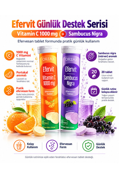 Orzax Ocean Efervit Vitamin C 1000 mg + Efervit Sambucus Nigra 2-Pack