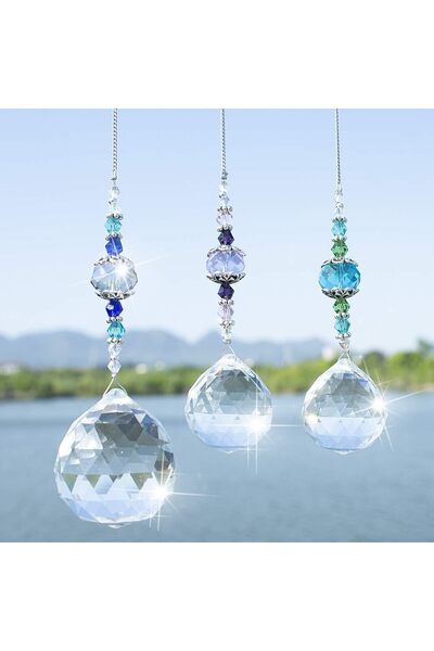 JOYZZZ Sun Catchers Indoor Window, 3 PCS Clear Hanging Crystals, Glass Ball P...