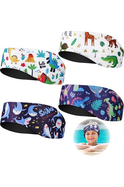 Generic Kids Swimming Headband, 4 PCS Adjustable Waterproof Ear Protection Ba...