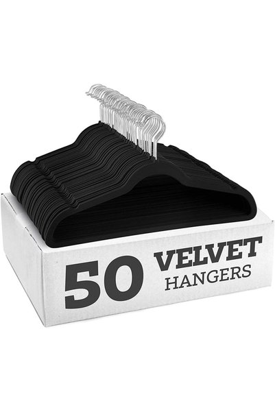 Generic شماعات ملابس مخملية 50 قطعة، 45 سم مع خطاف دوار 360 درجة، شماعات ملاب...