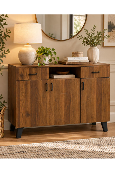 N.zone Modern Versatile Shoe Cabinet with Stylish Wood Design, Featuring 3 Do...