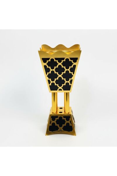Generic مبخرة بخور معدنية فاخرة بنمط زهرة البرسيم المزخرفة، مع فحم للبخور الع...