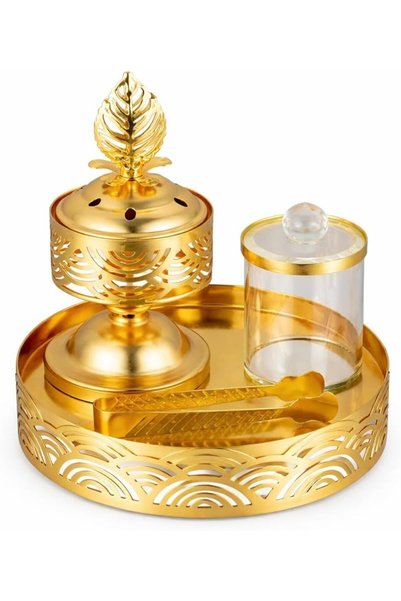 Generic Biki™ Luxury Incense Burner for Bakhoor & Oud with Decorative Tray Se...