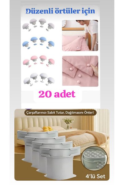MİMOZA PARK 4 Pieces of Sheet Matic + 20 Pieces of Sheet Quilt Duvet Cover Cl...