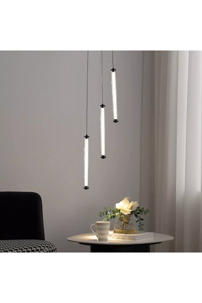 Generic Brand Modern black chandelier with yellow light, 12 watts, triple-light
