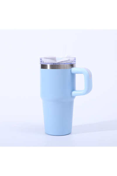 Generic كوب معزول من الفولاذ المقاوم للصدأ 304 سعة 20 أونصة، مع مقبض وقشة، كو...