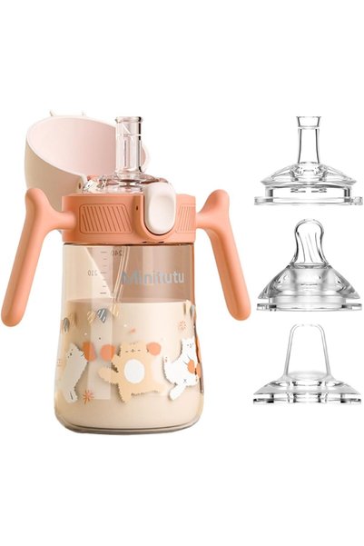 Generic BOOM Baby Sippy Cup 240ml with Weighted Straw, 3-in-1 Spill-Proof & L...