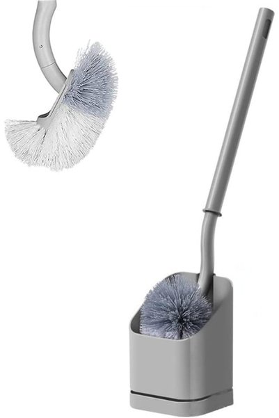 Generic Toilet Brush, Curved Silicone Toilet Bowl Cleaner Brush with Holder, ...
