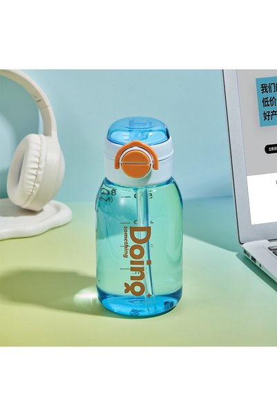 Generic Large Capacity Plastic Dual-Use Straw Sports Bottle, BPA-Free Leak-Pr...