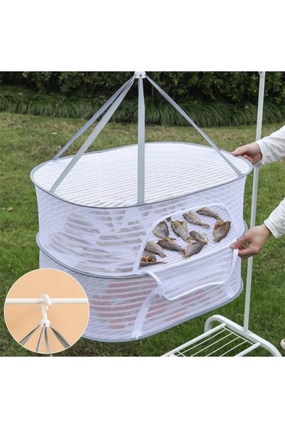 Generic Drying Rack, 2-Layer Hanging Mesh Net Dryer Collapsible with S-Shape ...