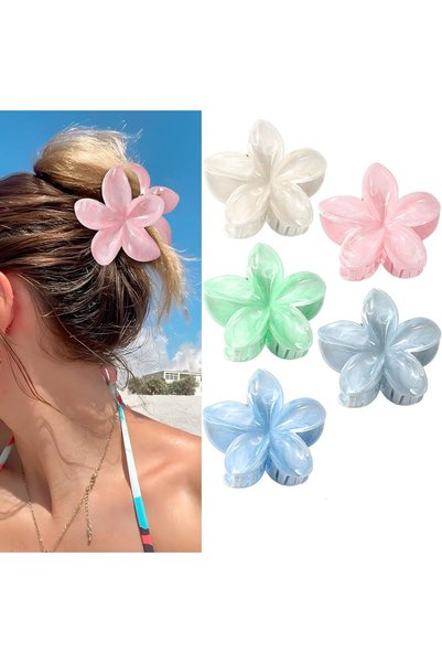 Generic Large Claw Clips for Women & Girls, Hawaiian Plumeria Flower Hair Cli...