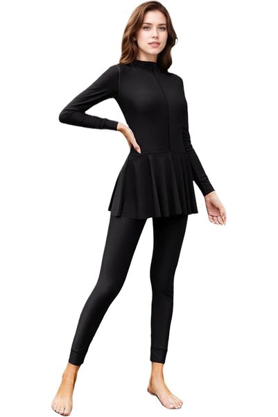 Generic Burkini Swimsuits for Women Muslim Long Sleeve Built-in Bra Swimming ...