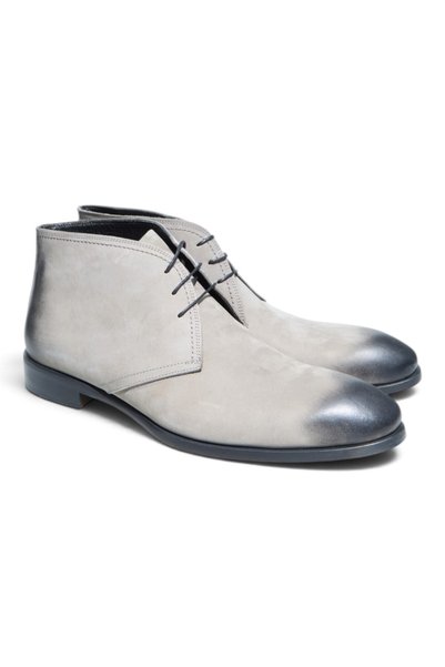FRANCO CALVANI MEN'S GENUINE LEATHER BOOTS WITH GREY NUBUCK EFFECT AND GREY L...