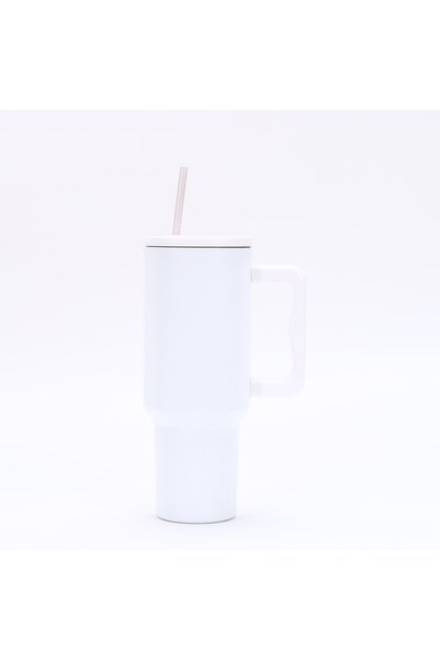 Generic 40oz Insulated Tumbler with Handle and Straw, Flat Lid, Double Wall V...