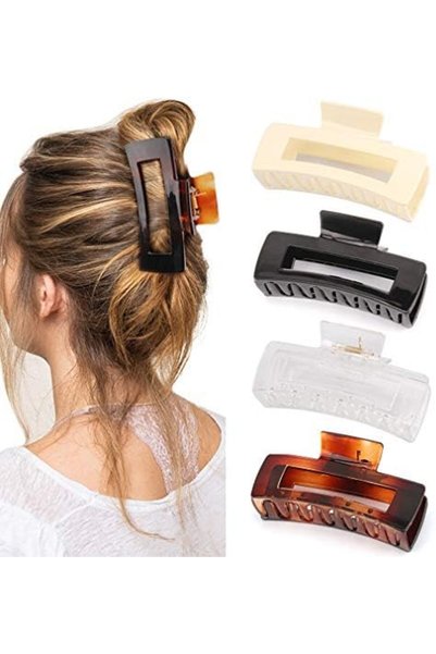 Generic 4Pcs Large Hair Claw, 4.1 Inche Clips for Thick Hair, Acrylic, Banana...