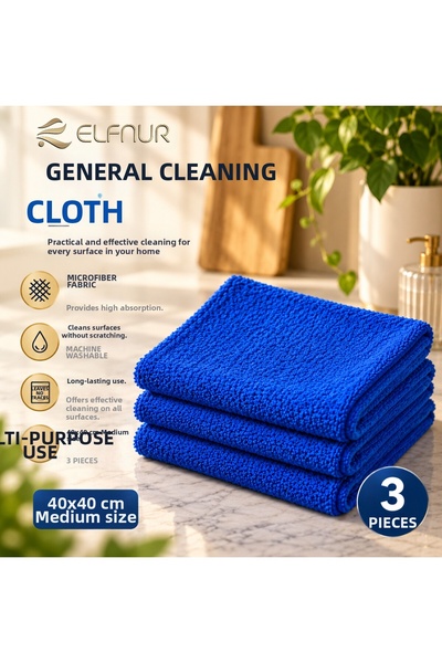 elfnur 3 microfiber general cleaning cloths, 40x40 cm – highly absorbent, non...