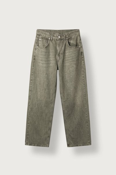 ablukaonline Ανδρικό παντελόνι τζιν Super Baggy Washed, Χακί Πράσινο