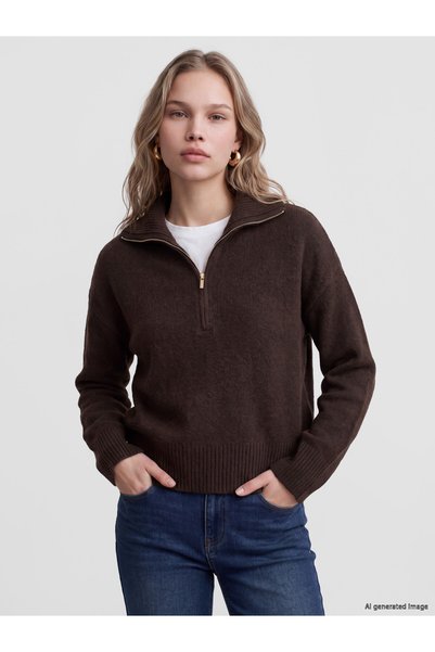 LC Waikiki TWO MT SHOP QUALITY LCW Vision Brown polo collar women's knit sweater