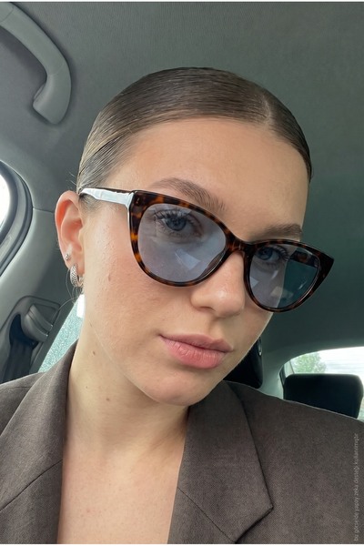 REN EYEWEAR نظارة شمسية نسائية من سينتا، بتصميم جلد النمر، وعدسات زرقاء، وحما...