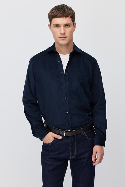 PAULMARK Men's Comfortable Fit Velvet Shirt