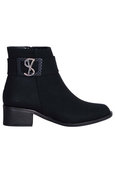 moda ayakkabım By höbezoğlu 874 black matte women's heeled boot shoes