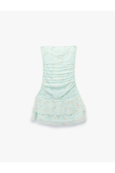 Koton Gathered Strapless Neckline Mini Dress