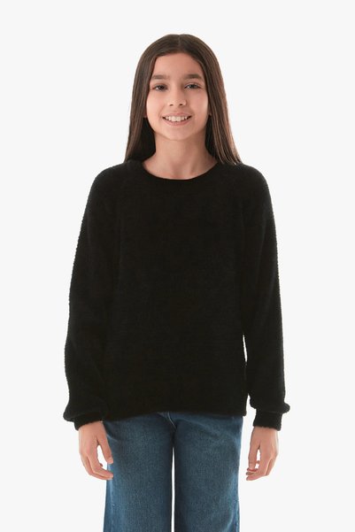 Fulla Moda Bearded Crew Neck Girl's Sweater