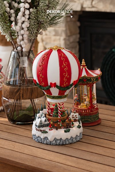 Dekorsende Christmas Snow Globe Illuminated Balloon with Santa Claus Model 35 cm